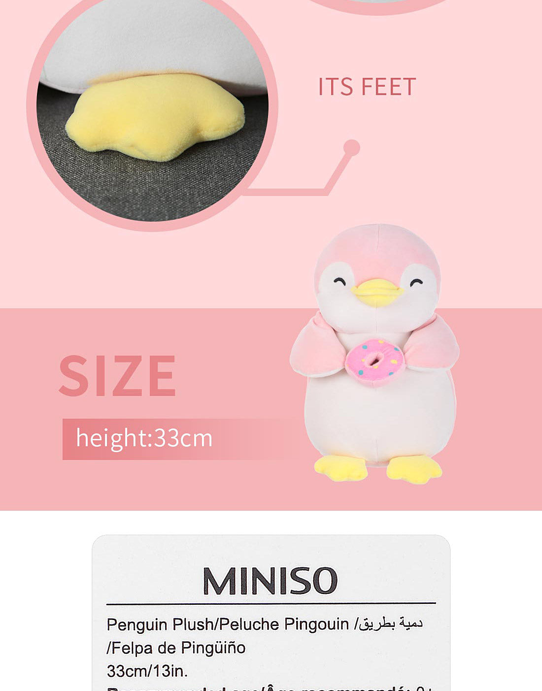 Penguin Sitting Plush - Donut (Pink)