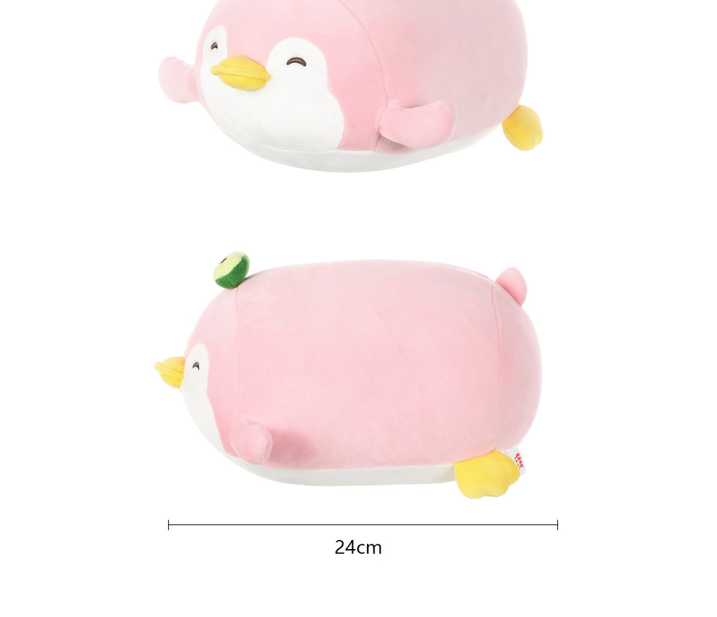 Liegender Pinguin als Plüschtier (Avocado)