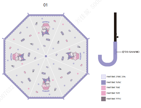 Sanrio characters Transparent Long-handled Umbrella(Kuromi)