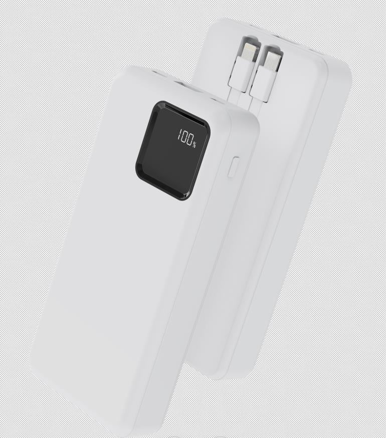 20000 mAh Powerbank mit Digitalanzeige und Kabel (Weiss) Modell: X-201C