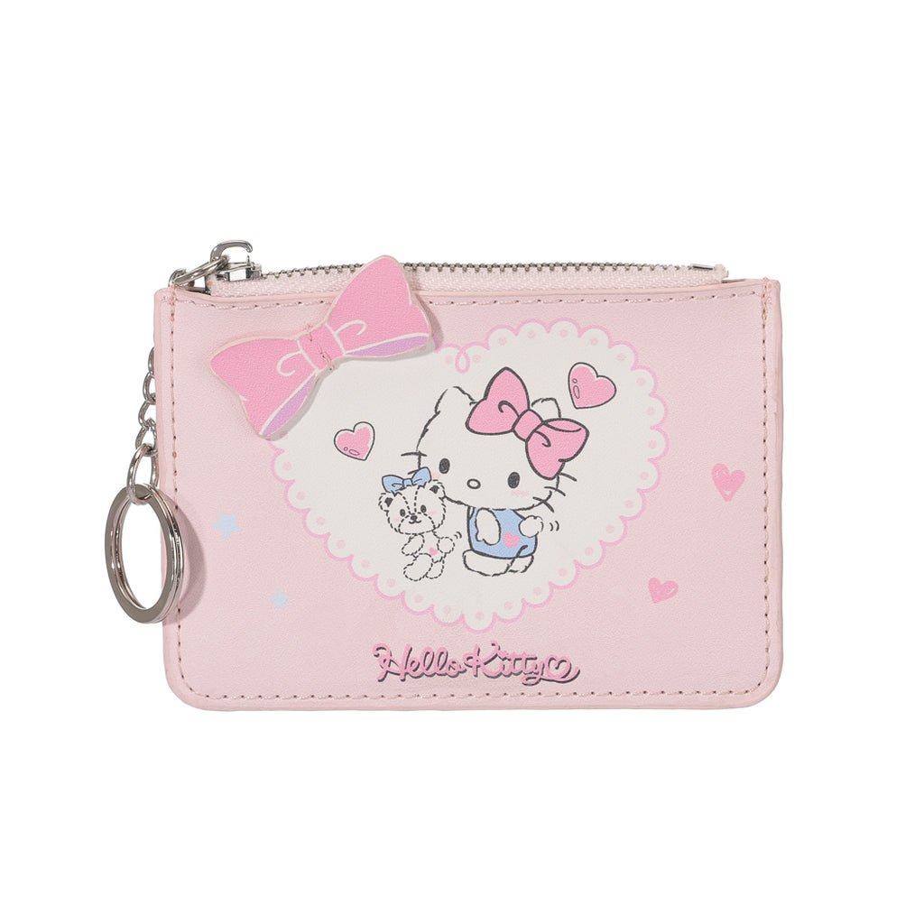 Hello Kitty Kartenhalter mit rosa Schleife, Münzgeldbörse (Rosa)