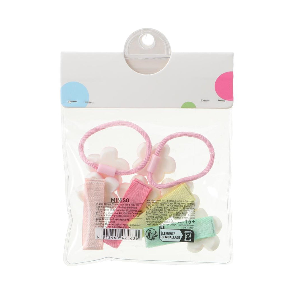 In-Bag-Serie Blumenhaargummi- und Haarspangen-Set (6-teilig)