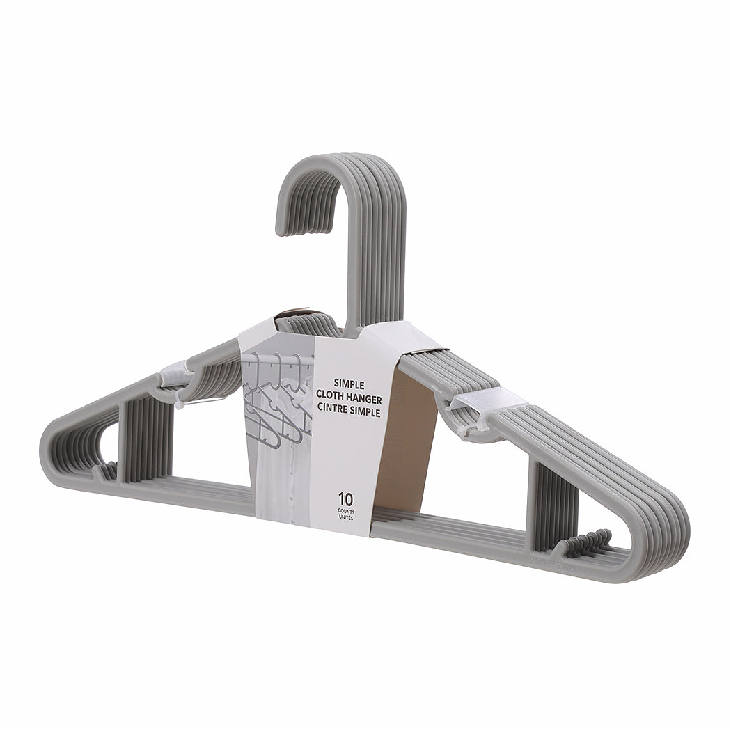 Einfacher Kleiderbügel, 10 Stück (Grau)