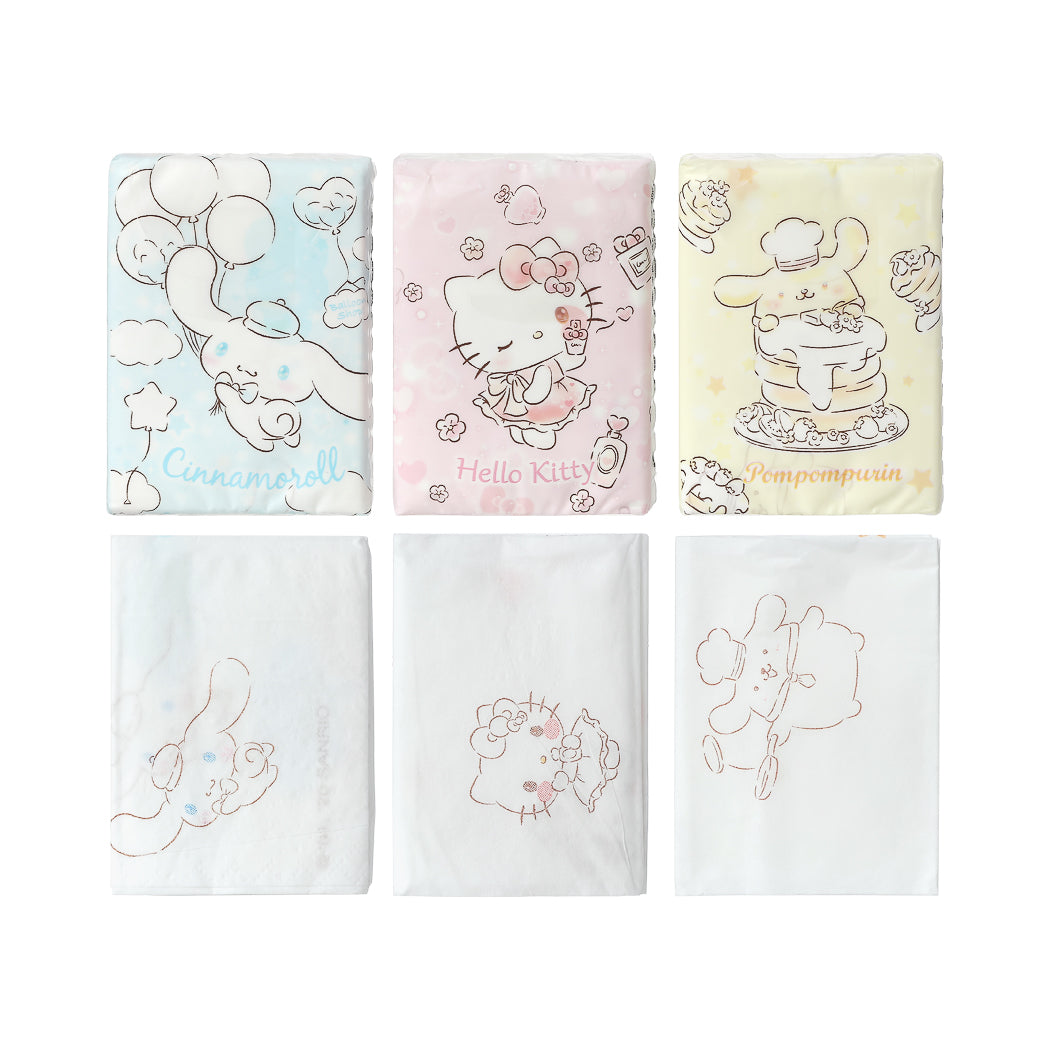 Hello Kitty und Freunde unparfümierte bedruckte Kosmetiktücher (9er-Packung)
