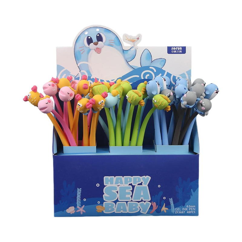 Dundun Ocean Collection Figuren-Schüttelgelstift (0,5 mm, Schwarz) (6 verschiedene Modelle) (PDQ)