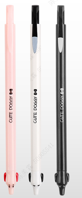 Dackel-Serie, schwarzer Gelstift (0,5 mm, rosa Schaft)