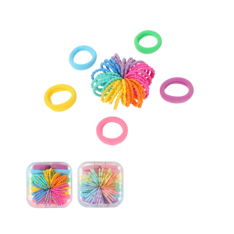 Basic-Serie Bunte Haargummis mit quadratischer Dose (48 Stück)