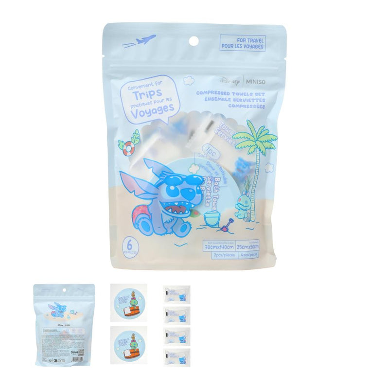 Disney Lilo & Stitch Collection Compressed Towels Set (4-Piece Towels & 2-Piece Bath Towels）