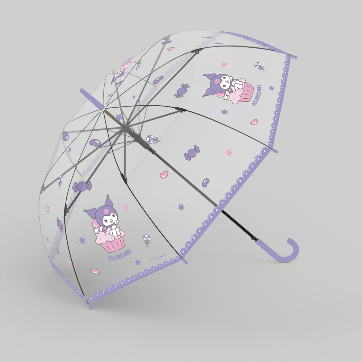 Sanrio characters Transparent Long-handled Umbrella(Kuromi)