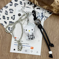 Hello Kitty Sitzfigur Anhänger (Leopardenmuster, Schwarz & Grau)