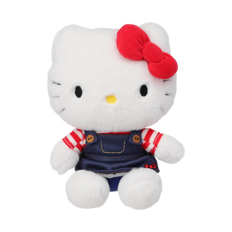 Hello Kitty Classic Collection 25 cm grosse Denim-Kitty-Plüschfigur in sitzender Haltung