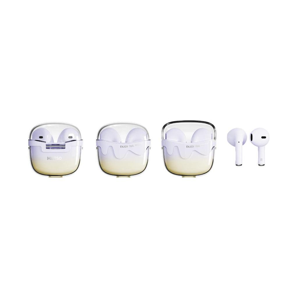 Kabellose Halb-In-Ear-Kopfhörer im Macaron-Eiscreme-Stil, Modell: S86 (Lila & Gelb)